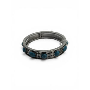 Jessica Simpson Silver Tone Turquoise Stone Stretch Bracelet New